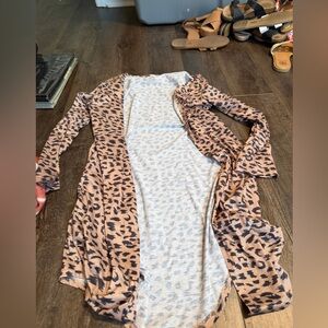 Leopard Print Open Cardigan - Pink Tan